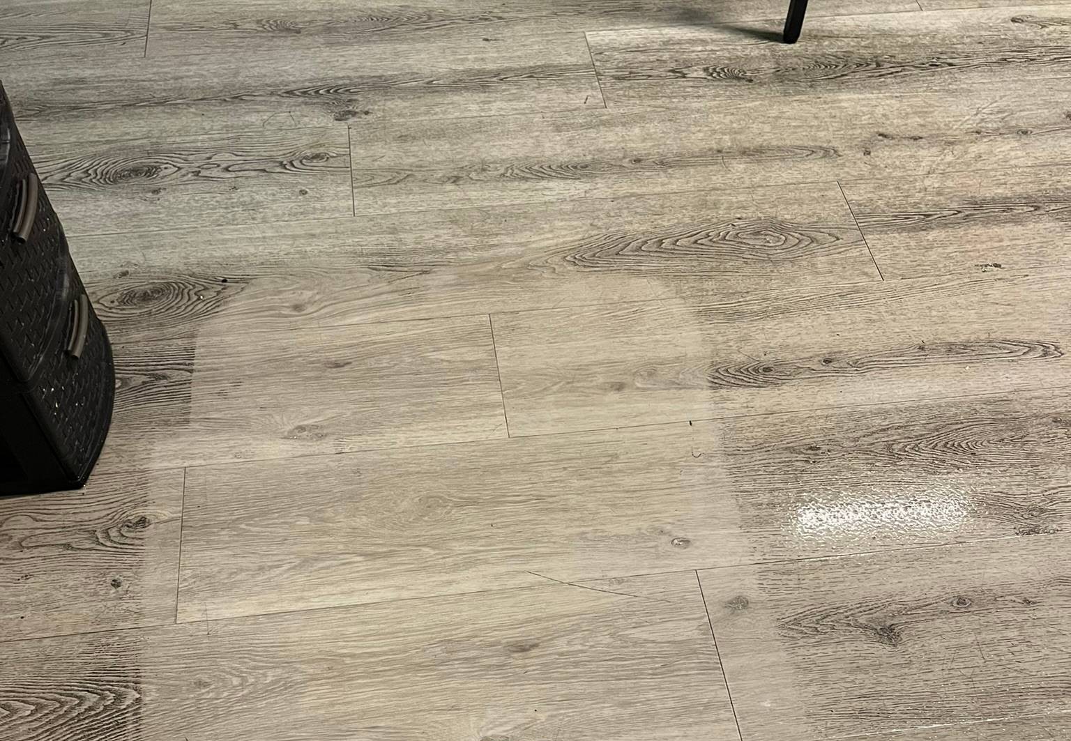 Commercial LVT floor cleaning in progress in Fresno office