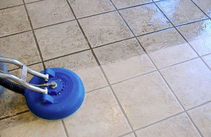 Fresno commercial tile surface being cleaned using professional equipment